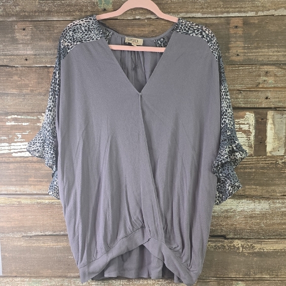 Gigio Plus Oversized Gray Dolman Sleeve Blouse, Hi/Lo, Womens Plus XL, N… - Picture 1 of 4